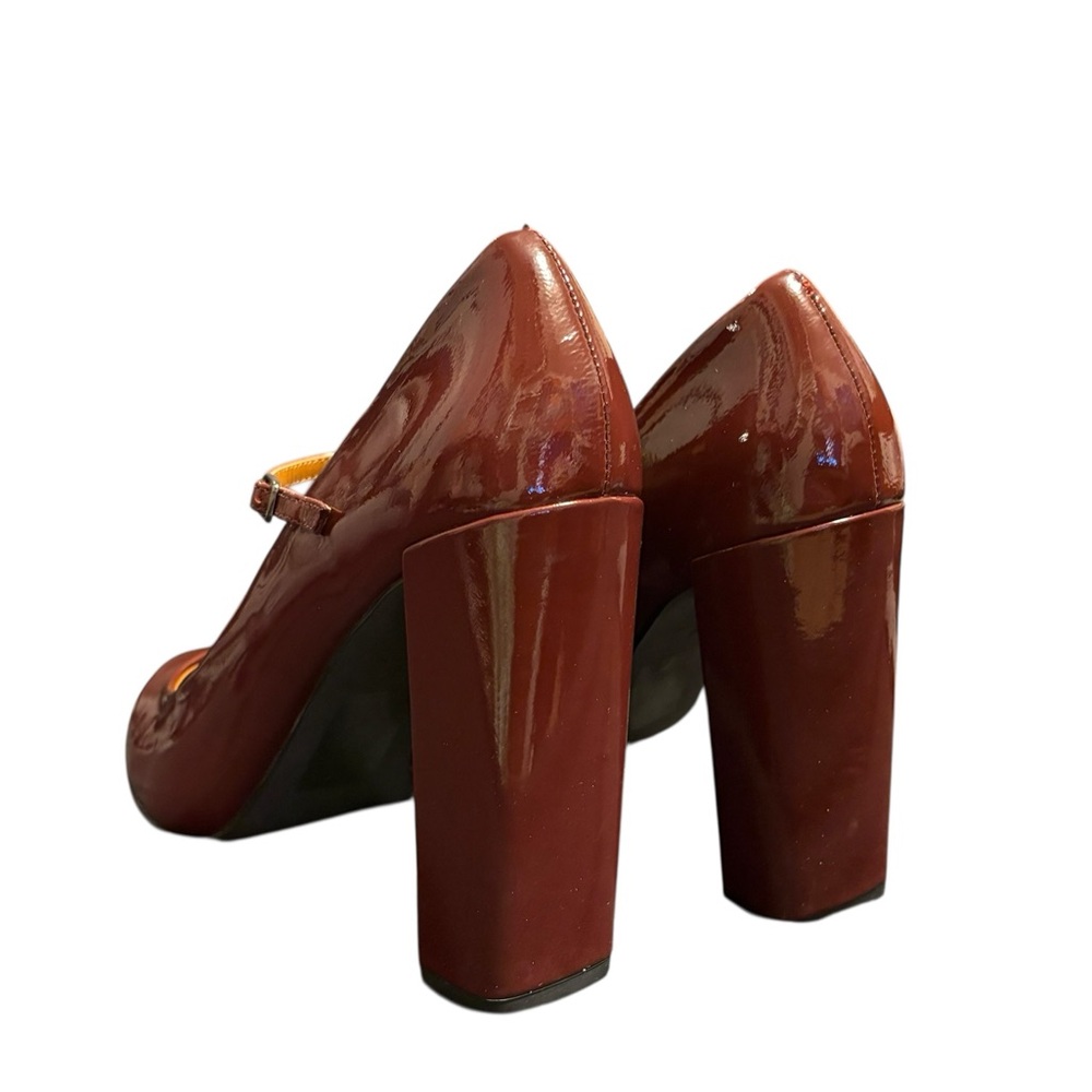 H Halston Patent Leather Mary Jane High Block Heeled Pumps - Picture 4 of 9